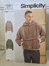 Simplicity Paytern R11871 Men's Half-zip Hoodie Sz S-2XL