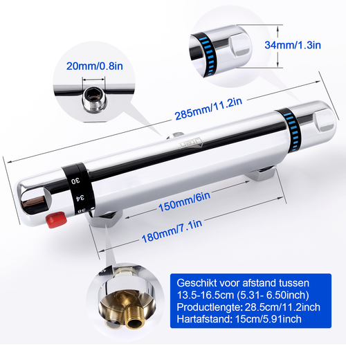 Uten Brausethermostat Thermostat Bad Duschthermostat Mischbatterie Duscharmatur - Bild 10 von 12