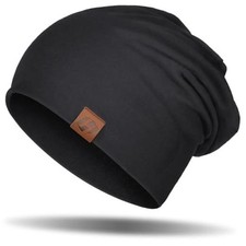 Beanie Cotton Soft and Skin Friendly Unisex Beanie Hat Beanies Hats Men Black