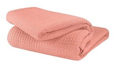 100 Cotton Thermal Bed Blanket, Twin Size, Soft Waffle Twin 60"x90" Peach