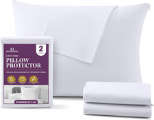 Pillow Protectors 2 Pack Standard Zippered - 100 Cotton Breathable Pillowcases