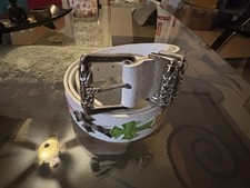 white leather belt Chrome Hearts multi-colored cross patches Size 36