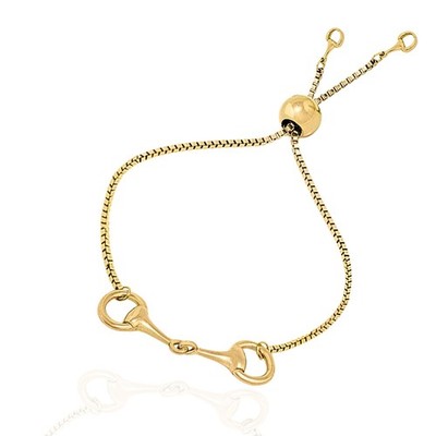 Desiree Horsebit Ball Slider Bracelet with mini tags, 35mm, Gold, 9''