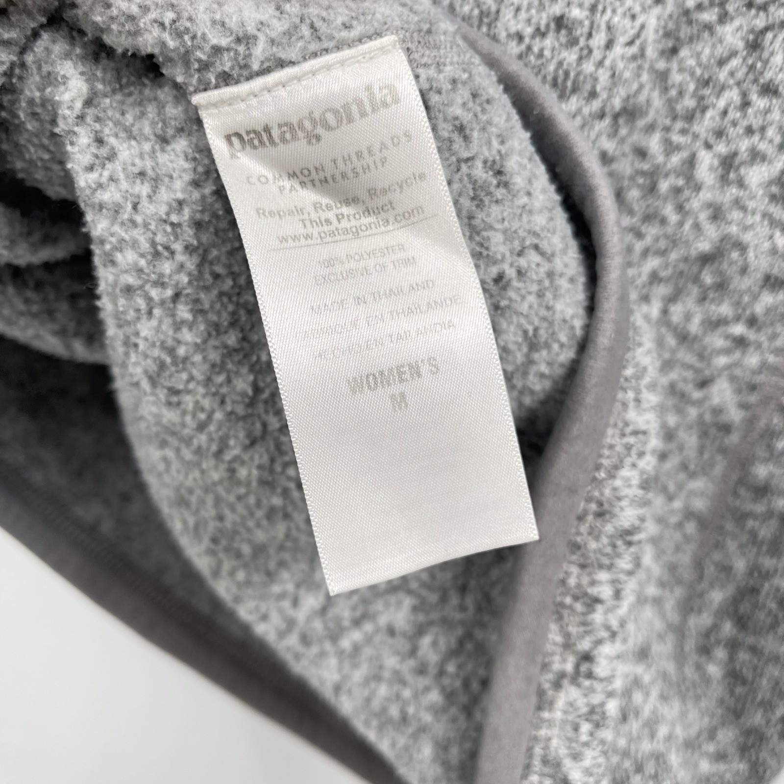 Patagonia Fleece Quarter Zip Pullover Gray Speckled Equestrian Logo Women's M thumbnail 10