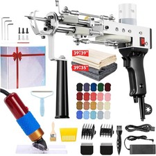 BESGEER 2-in-1 Cut Loop Pile Tufting Gun w/Trimmer Kit Olive Black