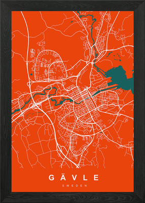 GAVLE Karte SCHWEDEN gerahmtes Wandbild Poster Leinwanddruck Bild