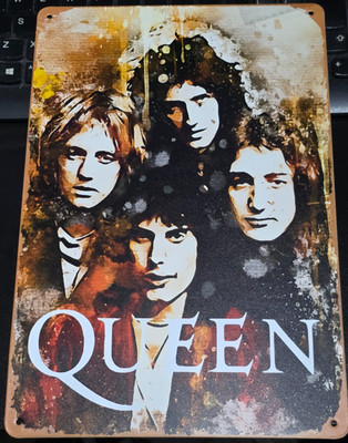 QUEEN BOHEMIAN RHAPSODY Freddy Mercury METALLSCHILD BAR Wandbild ROCK BAND 20x30cm