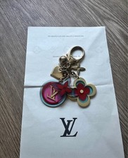 Louis Vuitton LV Floral Flower Charm Key Chain Pink Blue Gold Detachable M65481