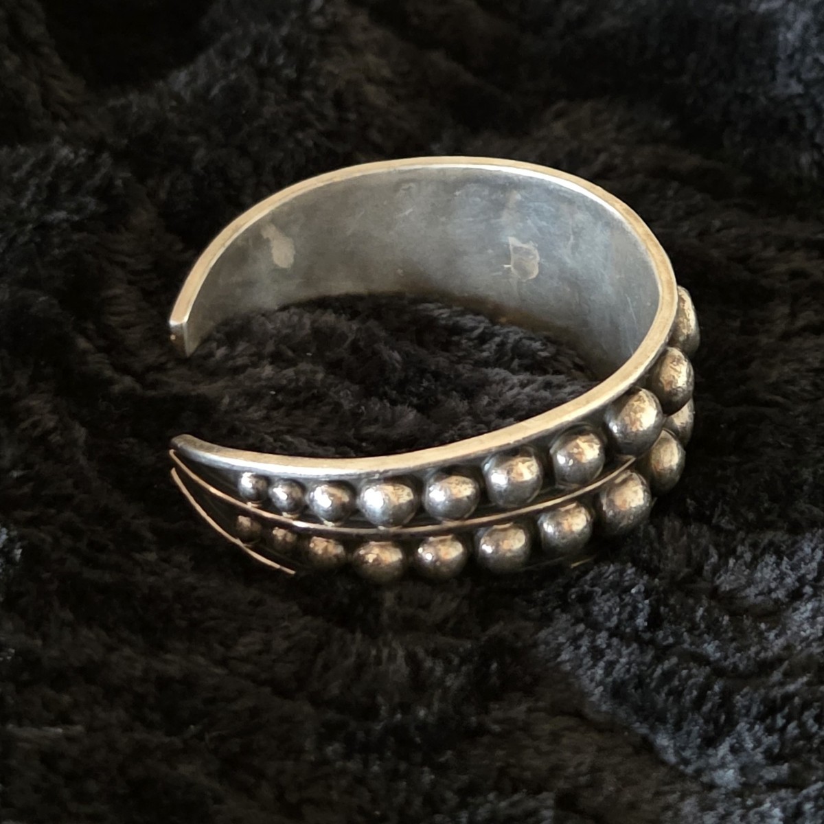 Vintage Taxco Mexico 925 Sterling Cuff Bracelet Graduated Beads