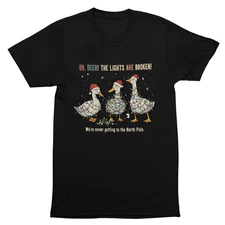 Oh Deer! The Lights Are Broken T-Shirt – Festive Duck Humor Graphic Tee