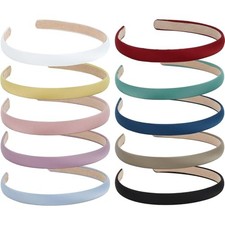 Multicolored Narrow Satin Headbands, 10pcs Non Slip Fashion Hair Multi-color A
