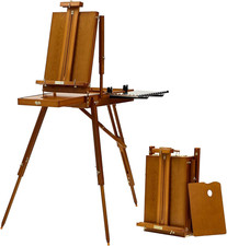 French Easel for Painting, Deluxe Beech Wooden Field Studio Sketchbox Easel St