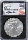 2022 $1 Silver Eagle 1st Day Issue NGC MS 70 Coin Flag Sign Gaudioso