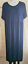 Navy Blue Long Maxi Dress Plus 4XL Round Neckline Short Sleeve Stretch New Tags