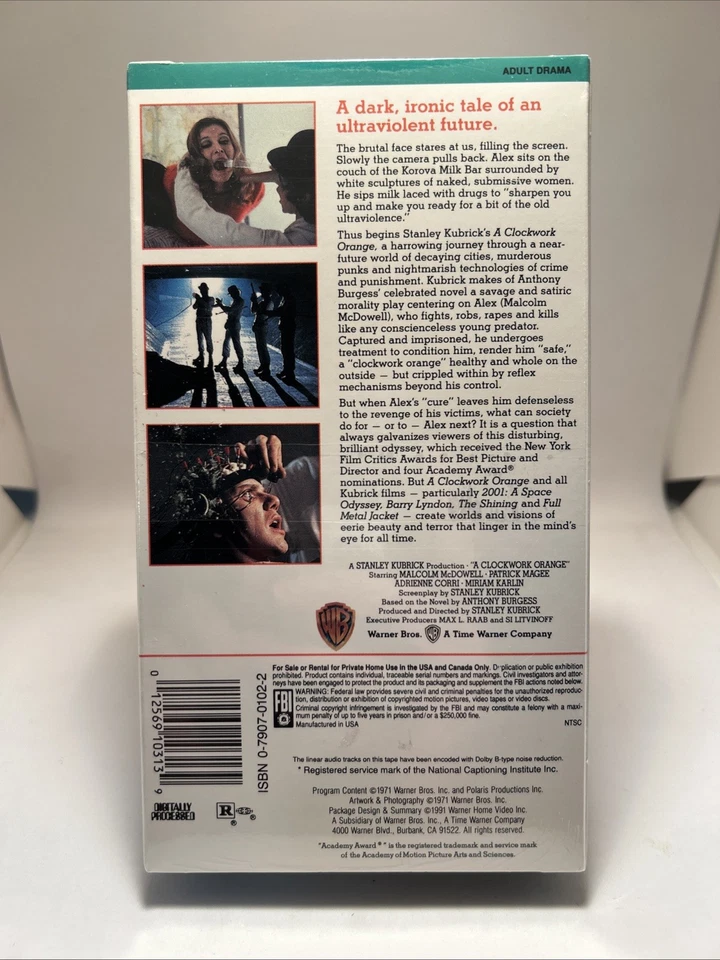 A Clockwork Orange (VHS, 1991 Release) NEW FACTORY SEALED Watermarks! - Image 2 of 4