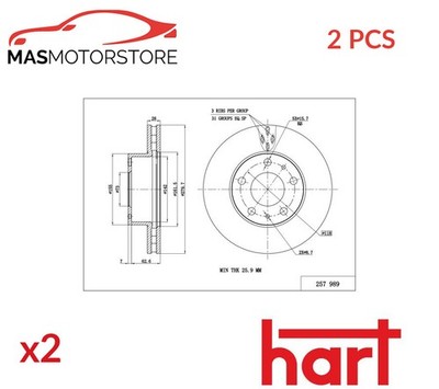 BREMSSCHEIBEN SATZ PAAR VORNE HART 257 989 2PCS H NEU OE QUALITÄT