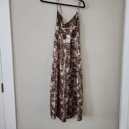 Maxi robe Forever 21 imprimé léopard taille moyenne fendue sur le côté bretelles dos neuve - Photo 4/5