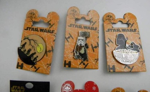 DISNEY STAR WARS (6) HALLOWEEN AND CHRISTMAS PINS NEW ON BACKING !! - Picture 2 of 4