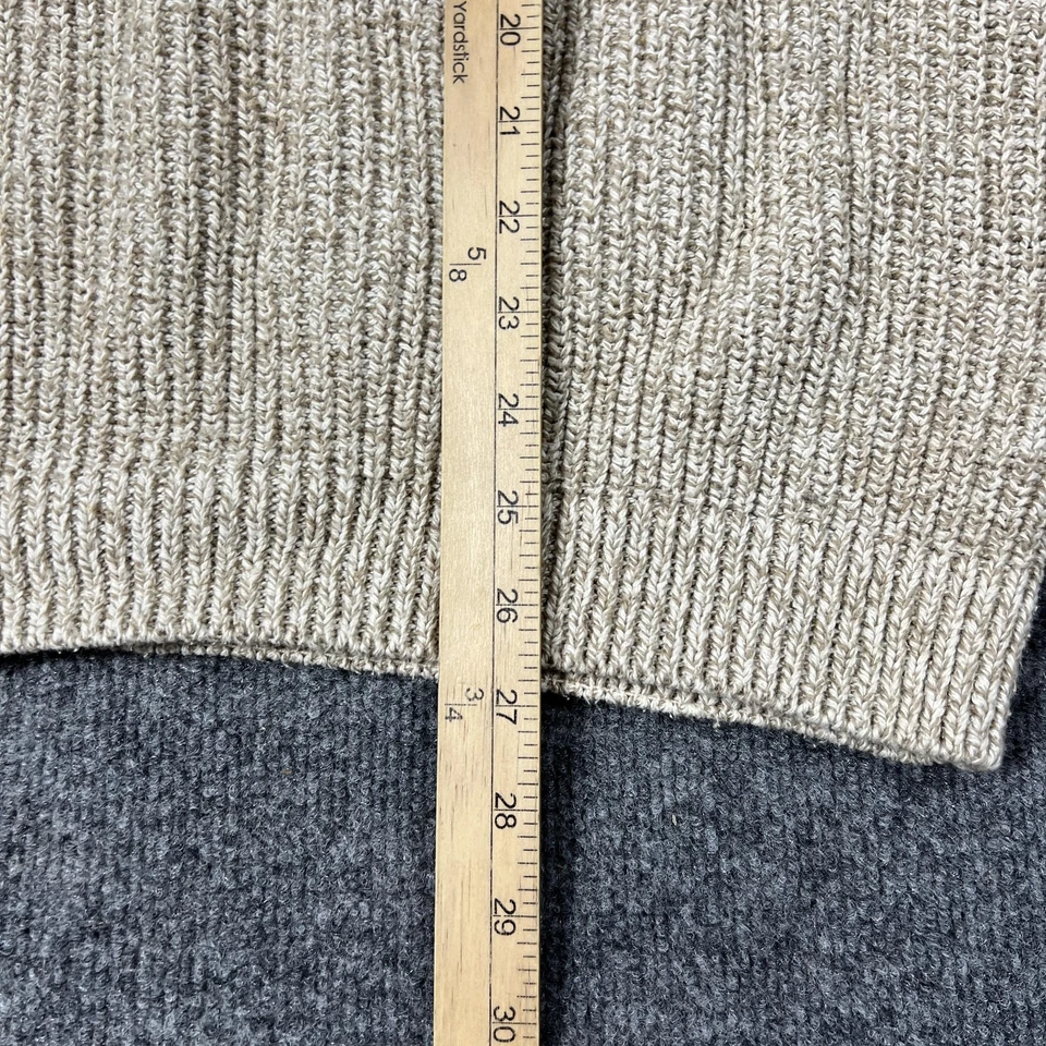 Croft & Barrow Sweater Mens XL Beige Oatmeal Cotton Henley Ribbed Knit Fisherman - Image 4 of 4