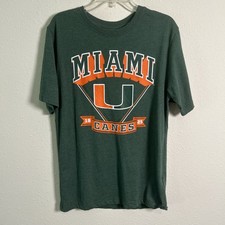 Miami Hurricanes Men’s Medium T-Shirt Green Retro Logo NCAA Canes Est 1925