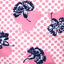 Vintage Feedsack Fabric Pink Blue Polka Dot Floral 1940s Old 24x23 Flowers
