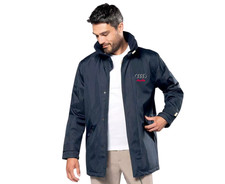 Premium gesticktes Audi Logo auf marineblauer wattierter Herrenparka Jacke L - robust & weich