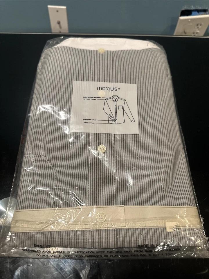 Camisa de vestir Marquis para hombre - Rayas - 17,5 XL 35-36 NUEVA Foto 4 de 4