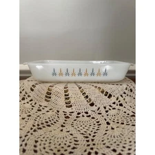 Vintage Anchor Hocking Fire King Atomic Candle Rectangular Casserole 1 1/2 Quart