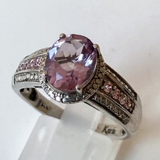 Karis Platinum Bonded Pink Stone Dress Ring Size T