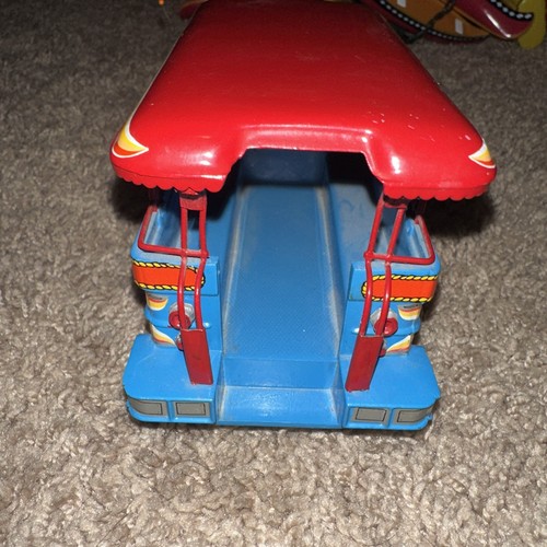 Vintage Blechspielzeug Pro-Mite Modell 1-80 Philippine Jeepney Metall Auto blau - Bild 3 von 8