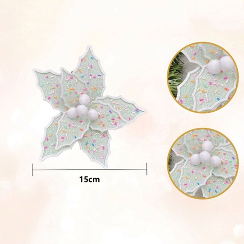 Fabric Christmas Artificial Flowers Glitter Glitter Poinsettia New Year - Picture 9 of 14