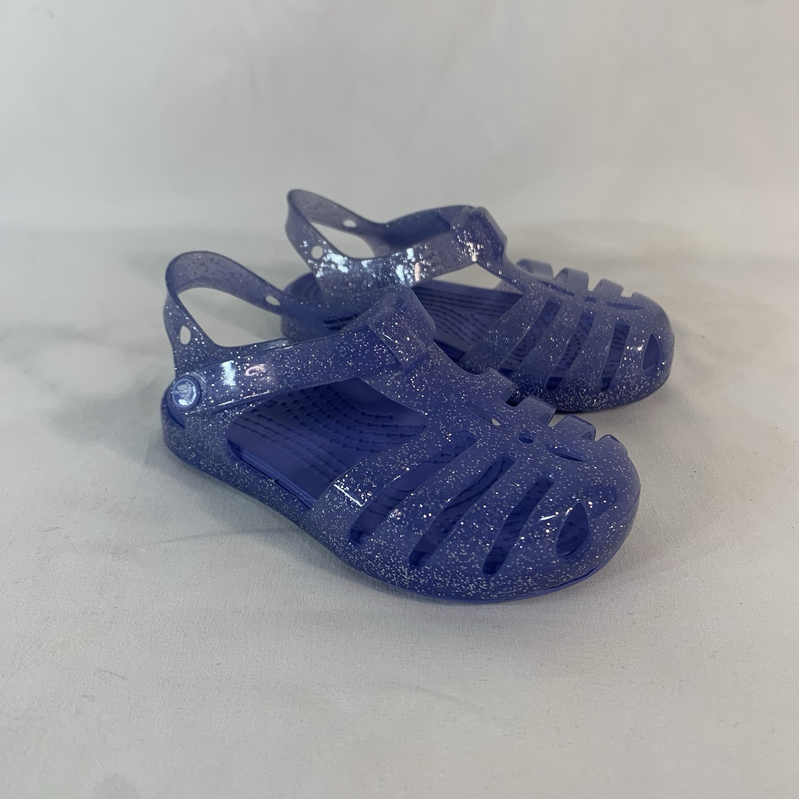 Crocs Isabella Girls Glitter Sandals Ankle Strap Children's Sz C6 Purple Toddler