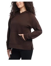 Danskin Women's Long Sleeve Kangaroo Pocket Hoodie Pullover, Espresso HT Medium