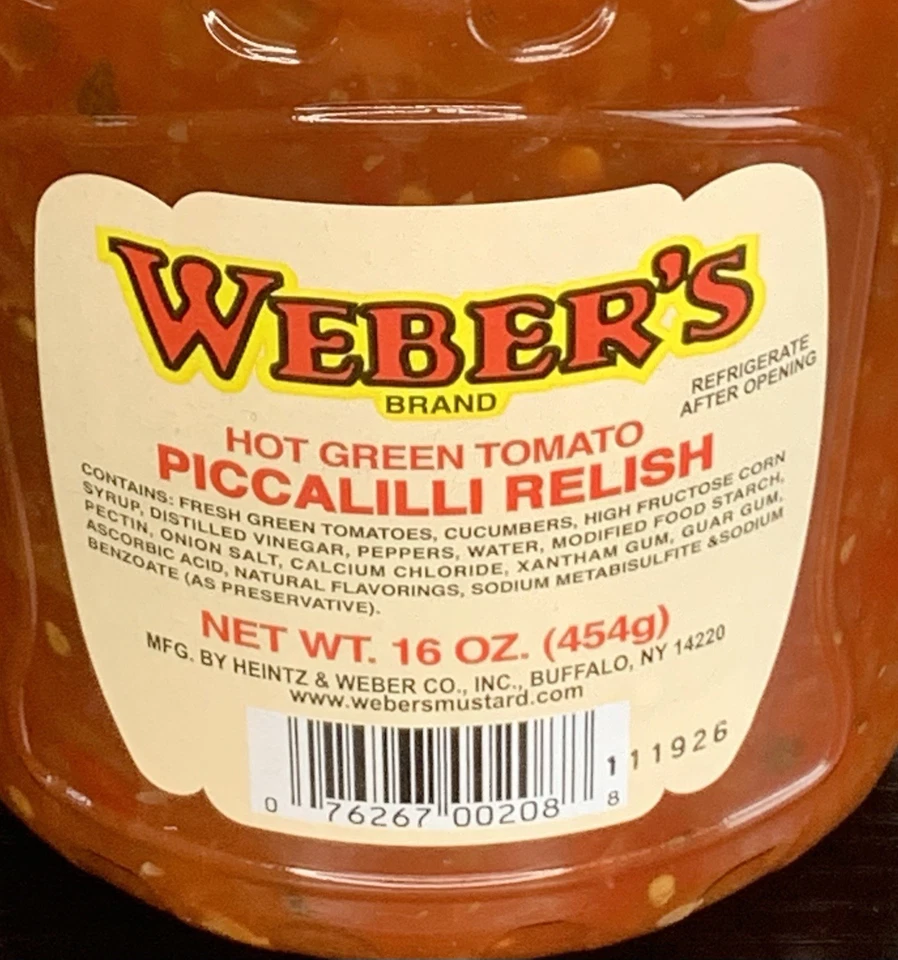Tomate verde caliente Buffalo NY propio Picalilli Relish 16 OZ WEBER’S Foto 4 de 4