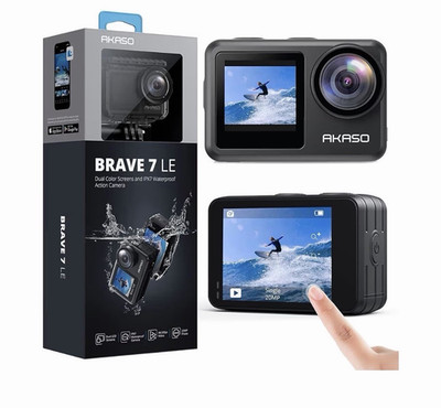 AKASO Brave 7 LE Action Camera 4K Dual Screens IPX7 Waterproof 20MP Black