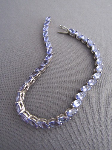 VINTAGE RI INDIEN STERLING MARQUISE LILA TANSANIT TENNIS ARMBAND - Bild 2 von 5