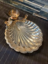 E. B. Rogers Silver Shell Serving Dish With Candle Holders