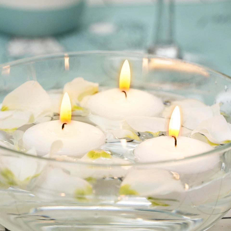 36 discos flotantes velas de cera, tiempo de combustión 4+ horas, 2 pulgadas sin perfume Dri... Foto 2 de 4