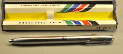 NOS KOH-I-NOOR 5877 VINTAGE c.1976's CHROME CZECH 4 COLORS BALLPOINT PEN