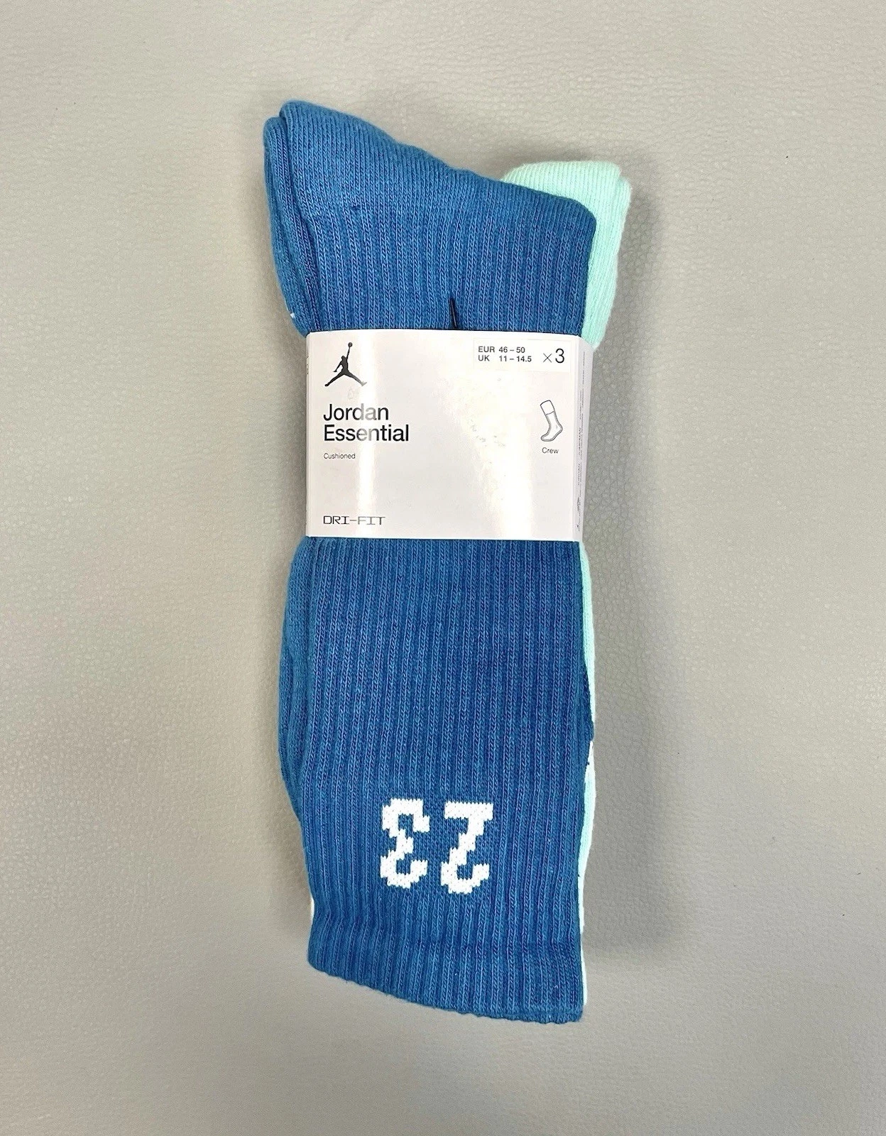 Air Jordan Everyday Crew Socks 3 Pack Dri-Fit Size XL UK 11.5-14.5 - DA5718-915