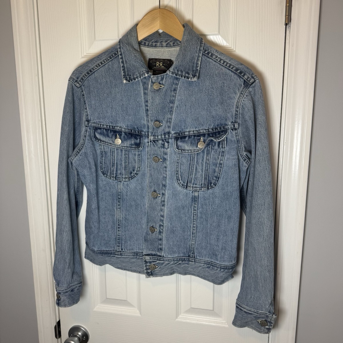 90s RRL Ralph Lauren Blue denim trucker jacket three star