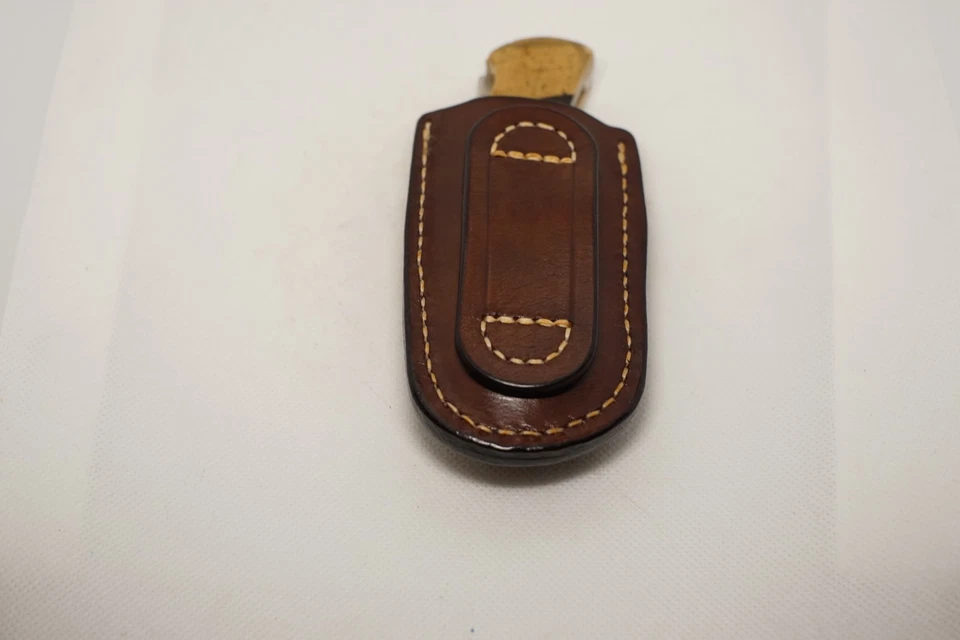 handmade buck 112 leather sheath hybrid brown waxed upright Sheath Only, thick - Image 4 of 4
