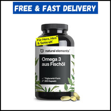 Omega 3 Fischöl 1000 mg EPA DHA 365 Kapseln Triglycerid Nahrungsergänzung