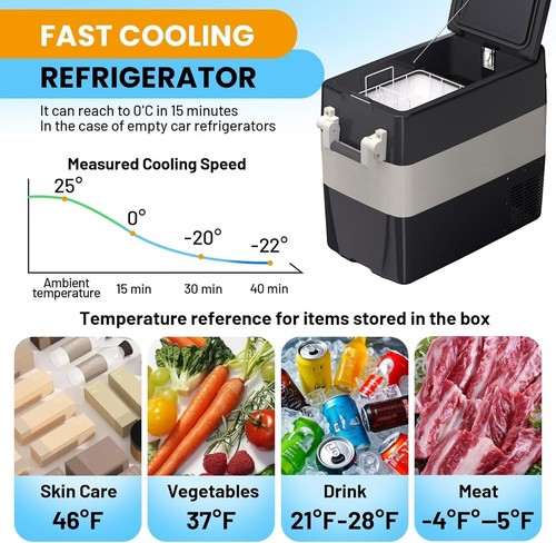 52QT Auto Tragbarer Gefrierschrank Kühlschrank Camping Reisekühlschrank Elektrische Kühlbox - Bild 6 von 9