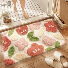 Floral Bathroom Mat Cute Absorbent Non Slip Washable Rug 31x20 Inch