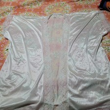 Vintage Frederick's of Hollywood Satin Robe with Lace Trim