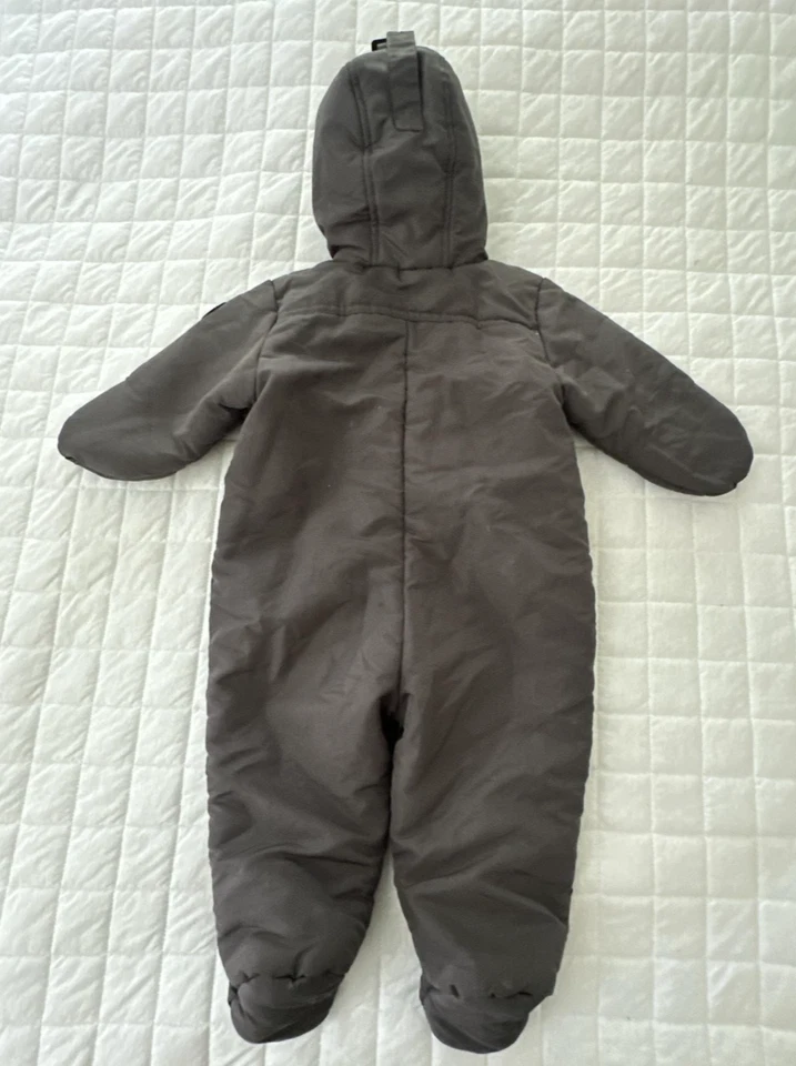 Macacão de neve ROTHSCHILD infantil 12M cinza com capuz inverno uma peça forrado de lã - Imagem 3 de 4