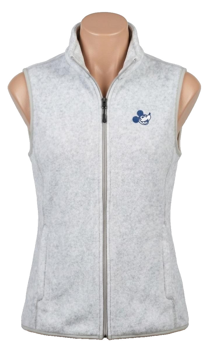 Disney Amazon Essentials Medium Gray Fleece Zip Vest Happy Mickey in Medium