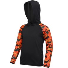 Boys Rash Guard Swim Hoodie UPF 50 UV Protection Long Sleeve Fishing Shirt