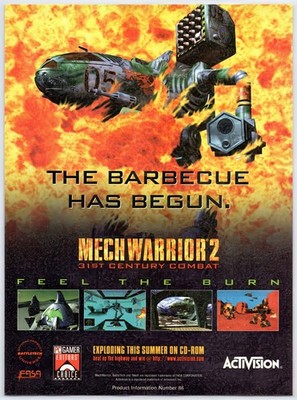 MechWarrior 2 - PS1 Sega Saturn PC - Vintage Original Print Ad/Poster Promo 1995